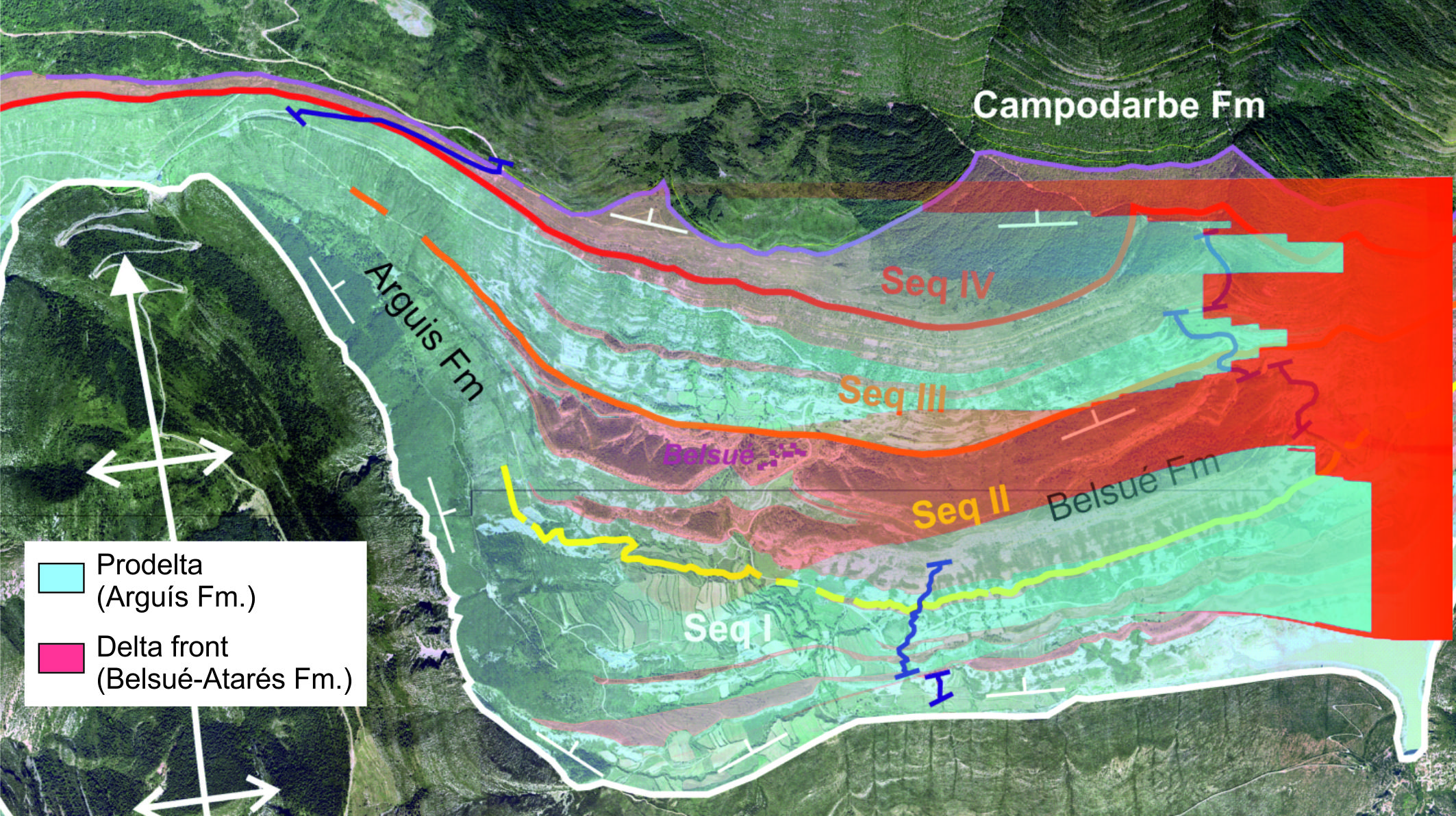 Map of the area superimposed to one of the Monte Carlo scenarios